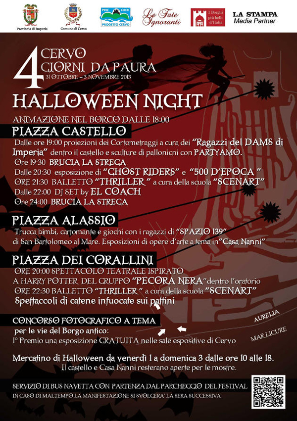 Volantino dell'evento di Halloween a Cervo