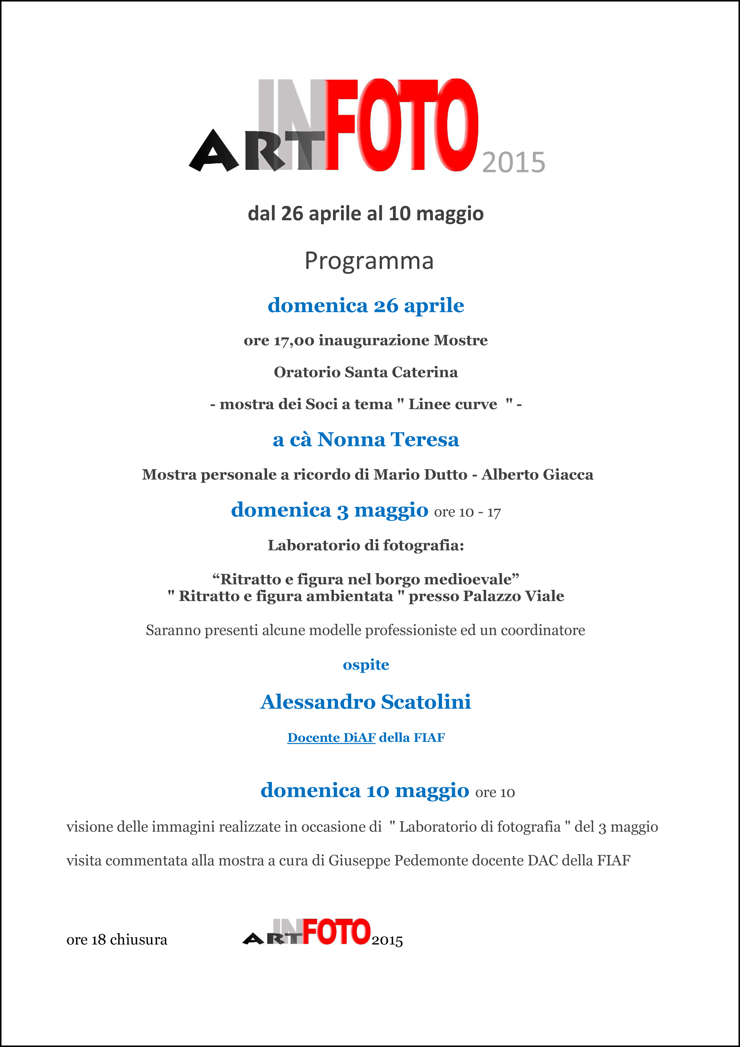 Mostra Art in Foto programma